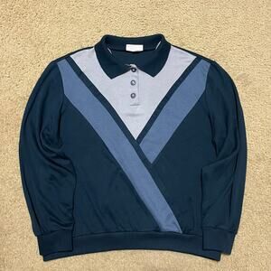 Vintage Alfred Dunner Geometric Long Sleeve Polo Sweatshirt Large